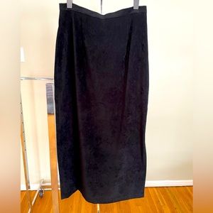 Vintage Faux Suede Black Long Skirt